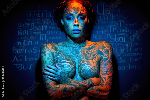woman with neon tattoo
