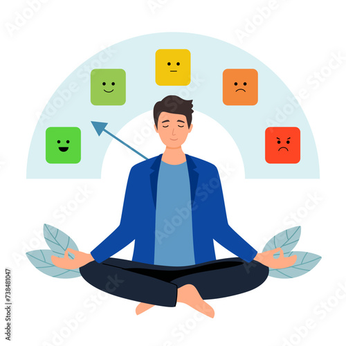 Man meditating for stress control. Anger management concept.