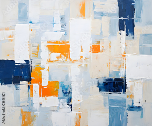 Abstract Geometric Canvas Art in Blue and Orange © IrisFocus