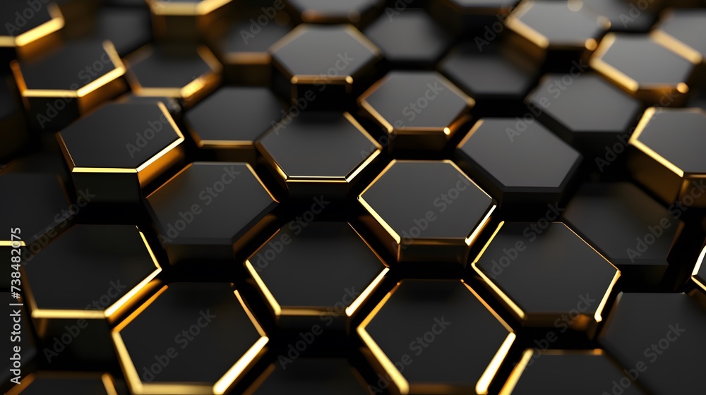 Black and yellow stone pattern with 3D cube design and metallic texture backdrop Black and yellow stone pattern with 3D cube design and metallic texture backdrop