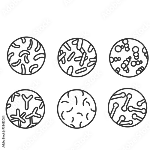 hand drawn doodle microbes bacteria probiotics illustration collection