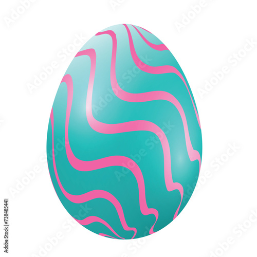 3D Render of Wave Printed Egg for Easter Element in Pink and Blue Color.