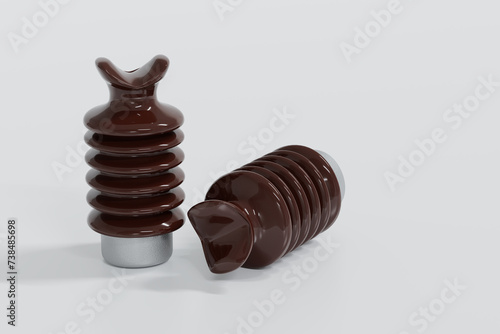 Bild auf Leinwand Electrical High Voltage insulator protection,  High Voltage Line post insulator for electric cable support on white background