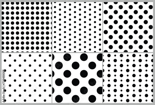 6 sets Polka dots texture pattern seamless vector photo