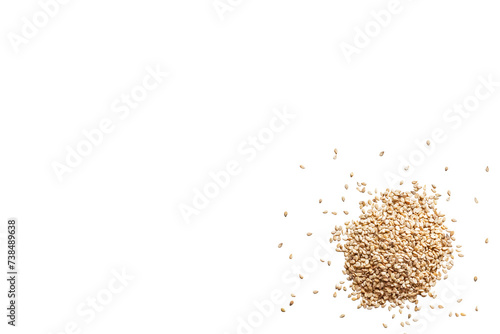 Schilderij op canvas Closeup organic whole raw sesame seeds isolated on a transparent background with
