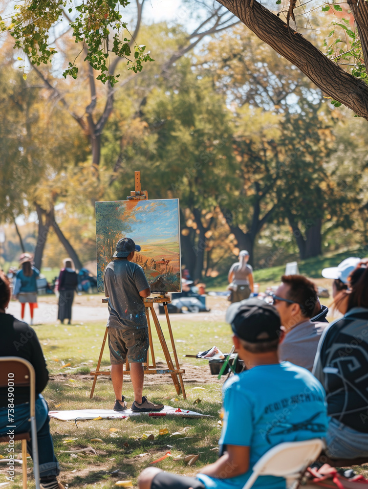 A Photo Of A Local Artist Teaching A Free Painting Class In A Community Park A Photo Of A Local Artist Teaching A Free Painting Class In A Community Park