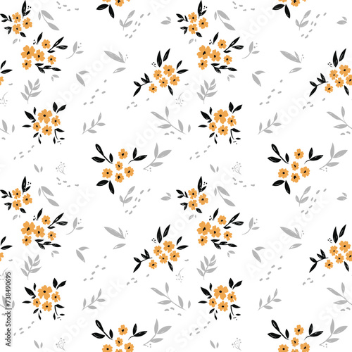 Floral seamless repeat pattern digital textile design for block print screen print © CADDED DESIGNS