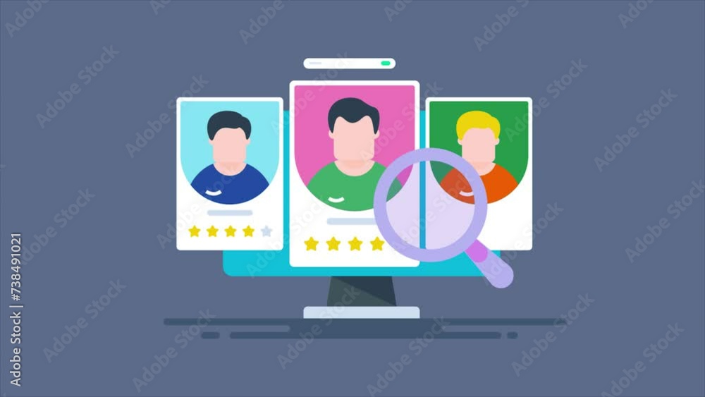 Employee recruitment company online candidate hiring process, candidate CV and profile analysis, job search on internet conceptual video animation. Employee recruitment company online candidate hiring process, candidate CV and profile analysis, job search on internet conceptual video animation.