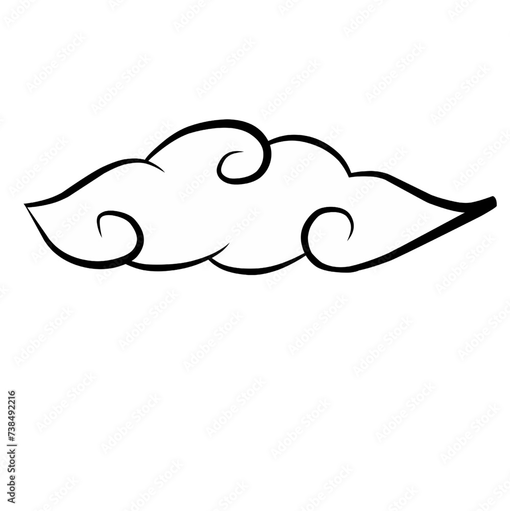 Curly Ink Clouds with black outline, on white background Curly Ink Clouds with black outline, on white background