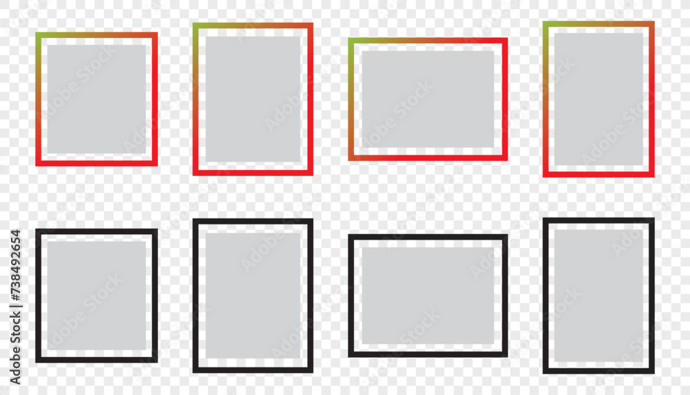 Photo frame, picture frame, poster frame vector on isolated transparent background. Photo frame, picture frame, poster frame vector on isolated transparent background.