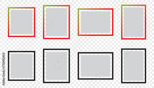 Photo frame, picture frame, poster frame vector on isolated transparent background.