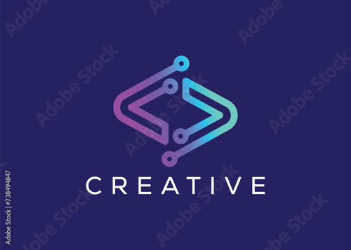 Minimalist and Modern technology logo design vector template. Creative modern Innovative high Circuit technology logo