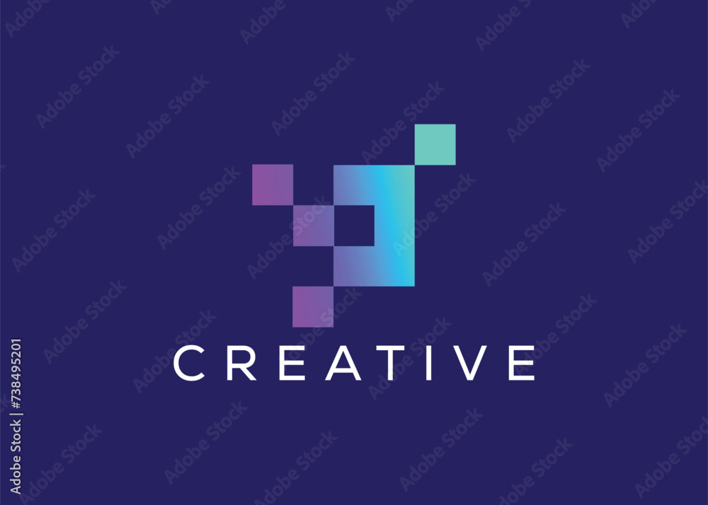 Fototapeta premium Minimalist and Modern technology logo design vector template. Creative modern Innovative high Circuit technology logo