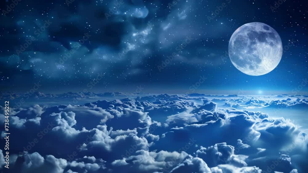 A mesmerizing glowing moon over a beautiful cloudscape in the night A mesmerizing glowing moon over a beautiful cloudscape in the night