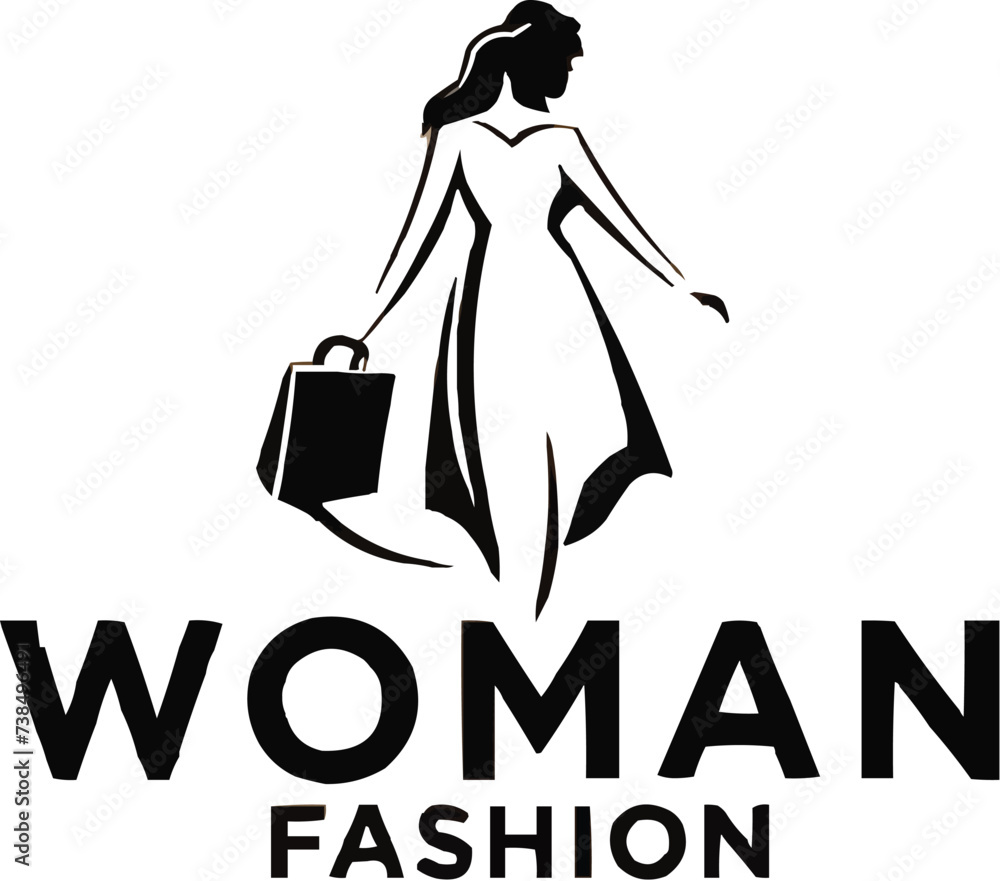 Free vector women dress fashion shop logo design illustration. AI generative.
