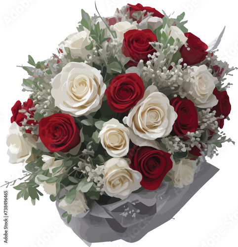 Free vector exquisite flower bouquet design with red roses.AI generative.