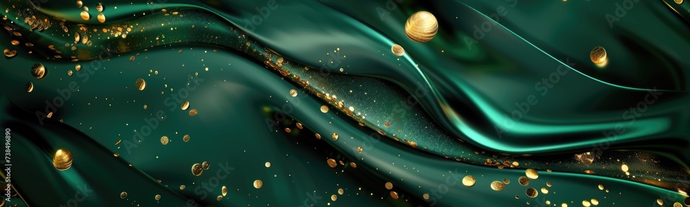 Emerald gold color background . Banner - obrazy, fototapety, plakaty 