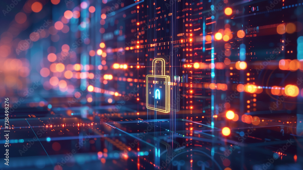 Digital security and data lock for protection concept, software and network protect. Digital security and data lock for protection concept, software and network protect.