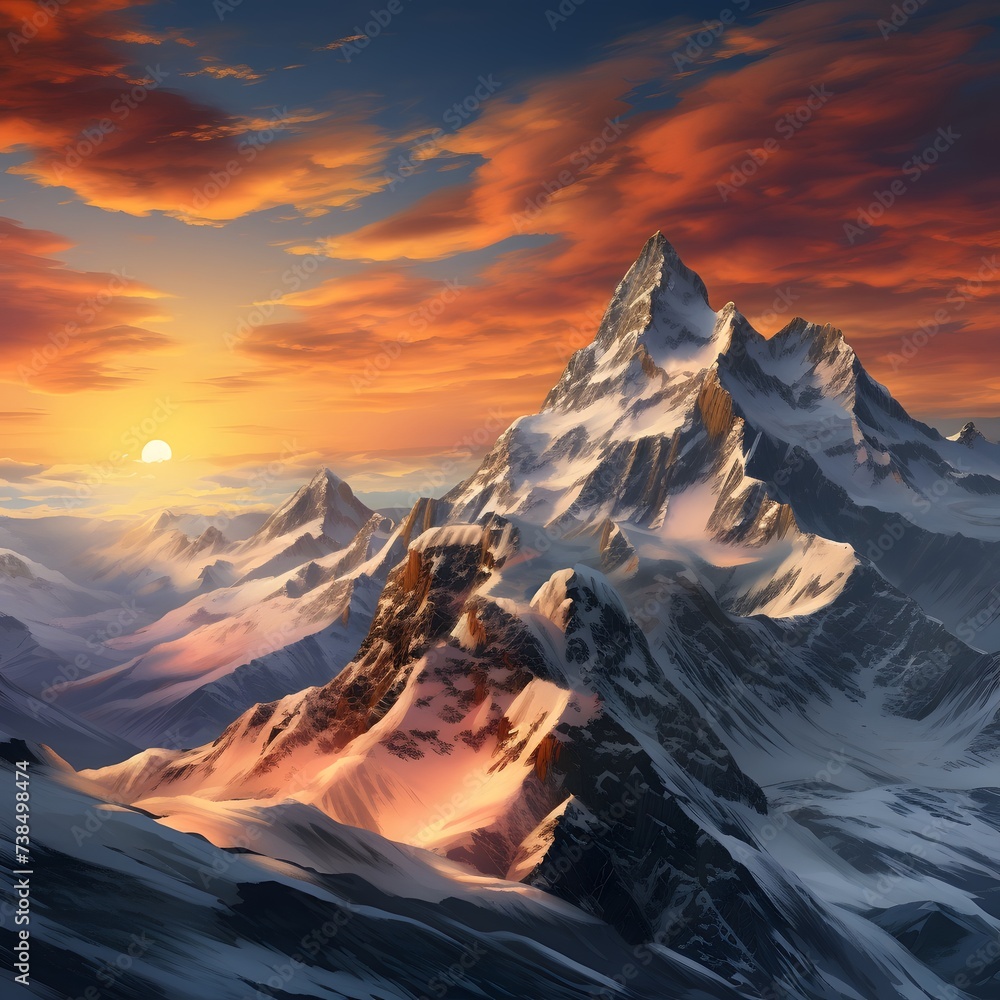 mountain peaks during sunrise