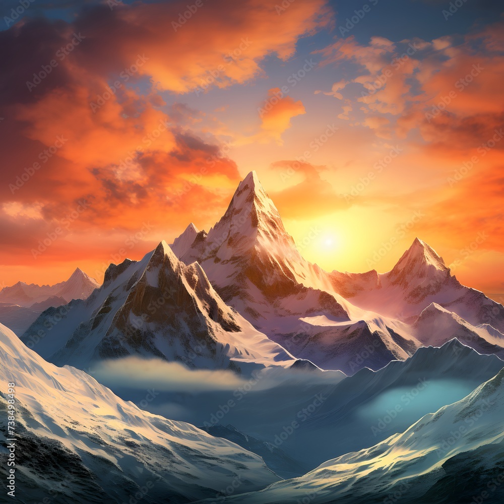 mountain peaks during sunrise