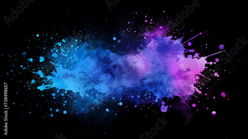 水彩画インクの背景画像_黒・青色 Abstract colorful black color painting illustration. Background of watercolor splashes [Generative AI]
