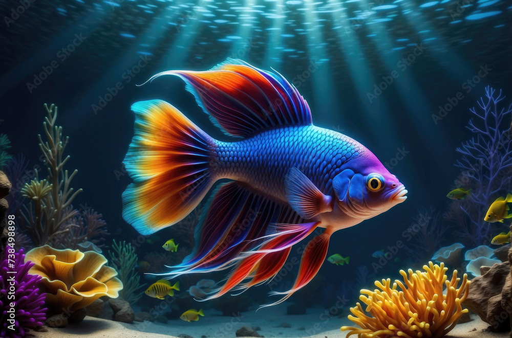 glow vibrant Siamese fighting fish or bettafish swim in the underwater glow vibrant Siamese fighting fish or bettafish swim in the underwater
