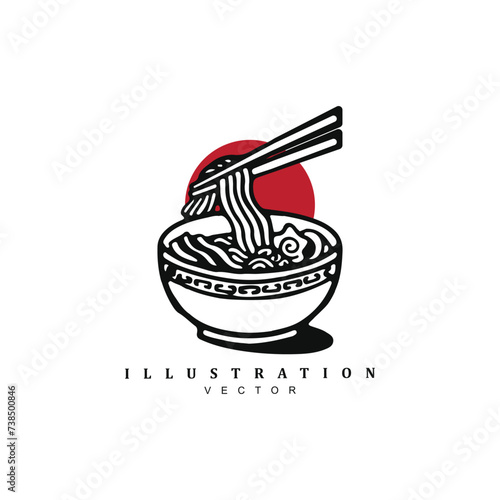 Premium Japanese Asian noodle or ramen logo design for your brand or business