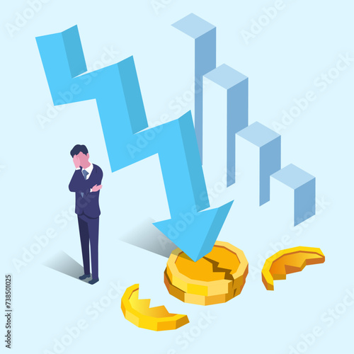 recession and bankrupt concept illustration