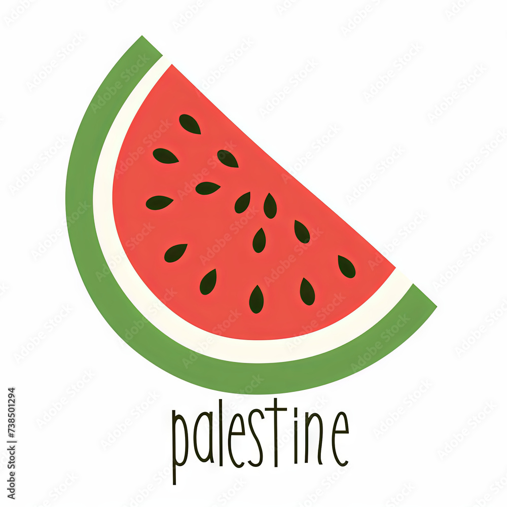 Watermelon Palestine Symbol Flat Image Vector Watermelon Palestine Symbol Flat Image Vector