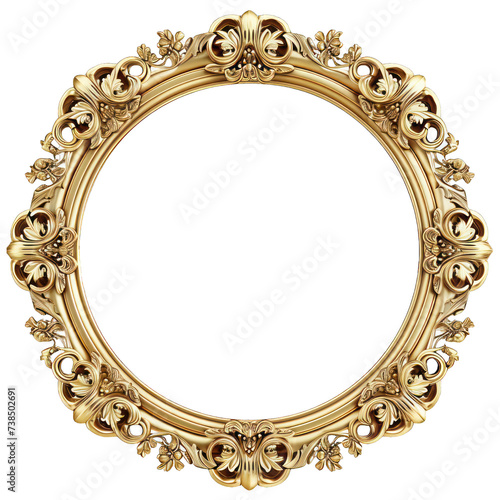 decorative circular empty golden frame in vintage style