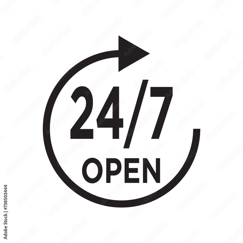 open 24 7 icon design vector template open 24 7 icon design vector template