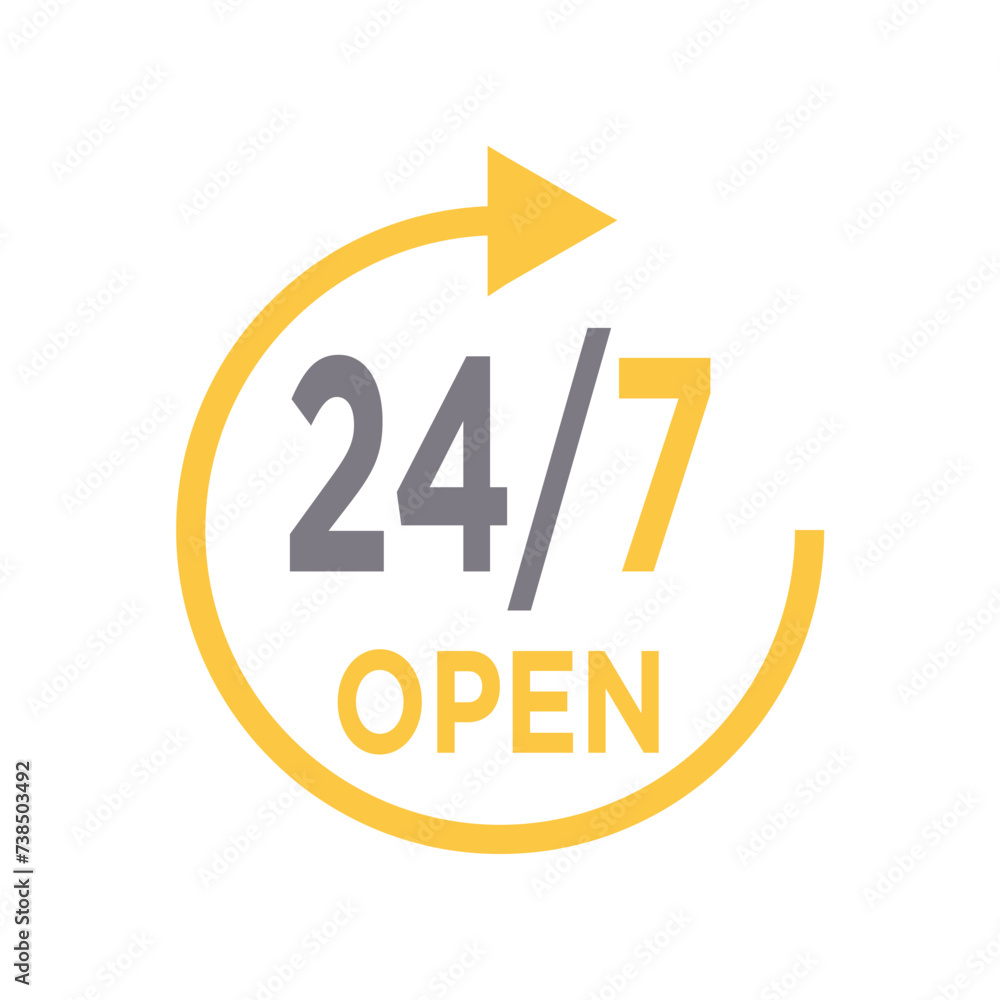 open 24 7 icon design vector template open 24 7 icon design vector template