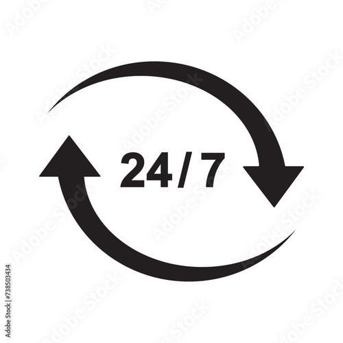 open 24 7 icon design vector template