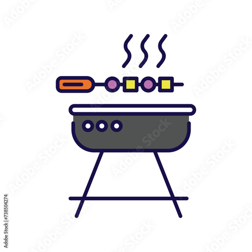 barbecue icon with white background vector stock illustration