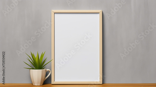 blank white frame on wall for poster mockup, banner or poster mockup background