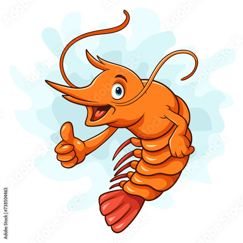 Cute cartoon shrimp giving thumbs up