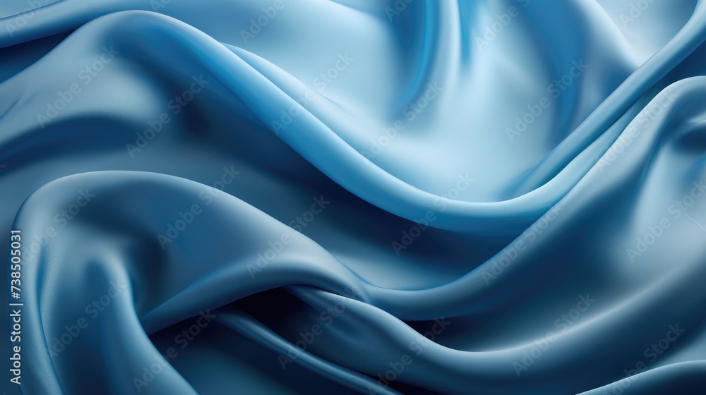 Fototapeta premium Tranquil blue satin texture with elegant waves evokes a serene and calming ambiance. Ai Generated.