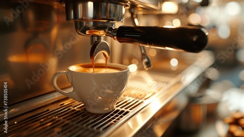 Brew rich espresso effortlessly. Enjoy a steaming cup, Ai Generated.