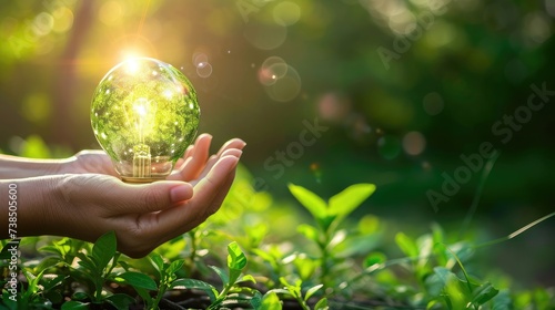 A light bulb powered by renewable energy, glowing with the brilliance of green innovation, Ai Generated.