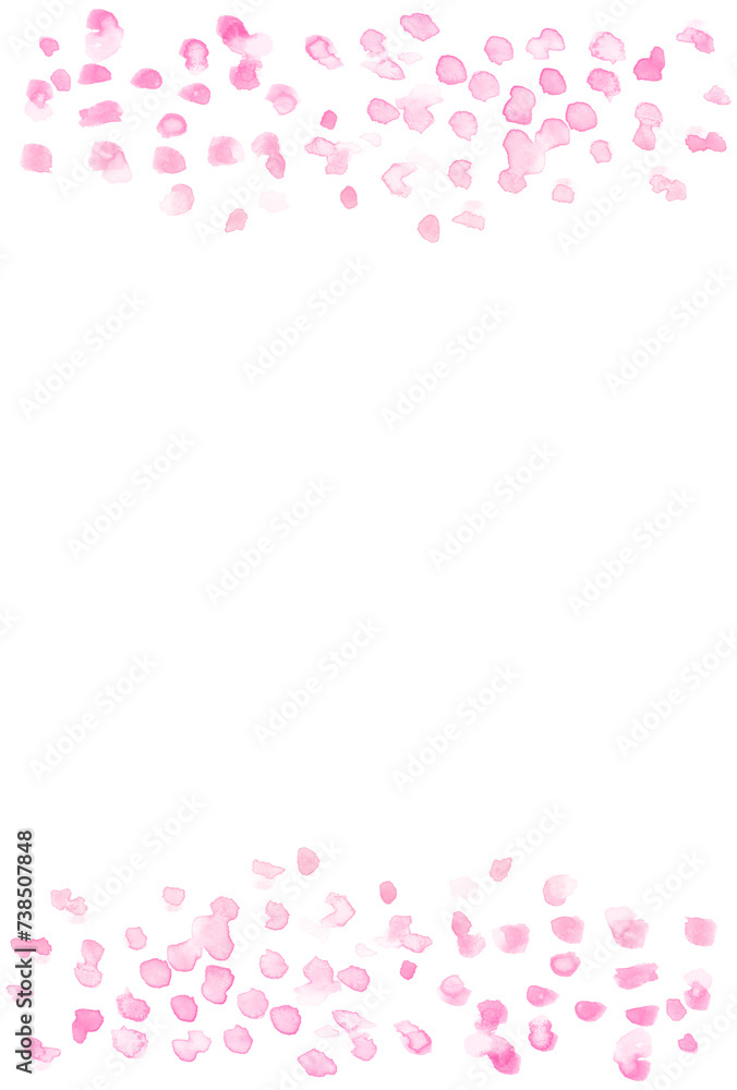 桜の花びらのようなピンク色の水彩のドットがランダムに散りばめられた背景イラスト