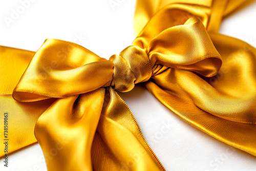 Radiant Golden Bow on Pristine White Background