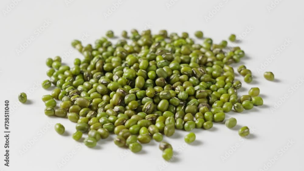 raw mung beans seeds on white background. raw mung beans seeds on white background.
