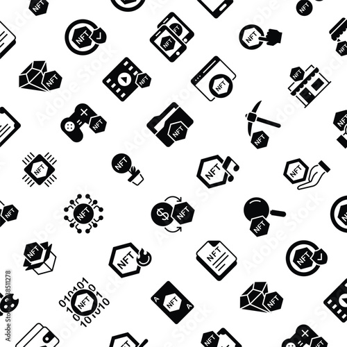 Vector Pattern with Non Fungible Token, Seamless Background.