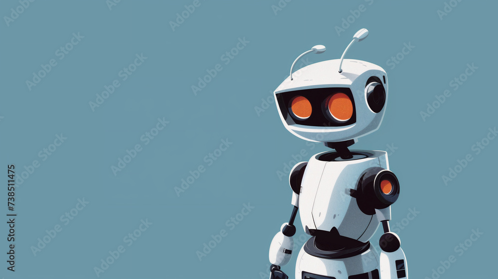 Light blue background with robots Light blue background with robots