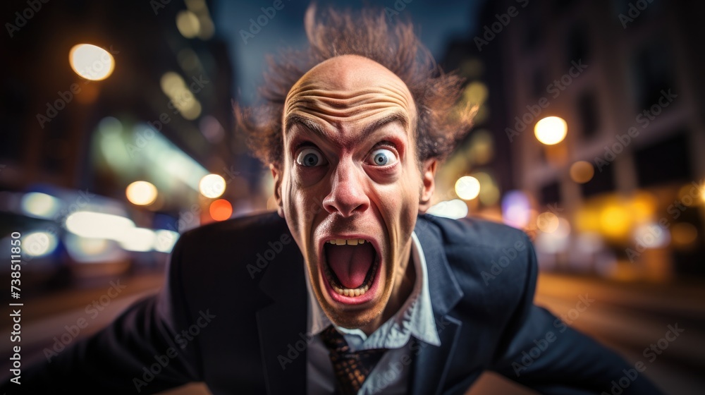 A man in a suit and tie is making a face. Generative AI. A man in a suit and tie is making a face. Generative AI.