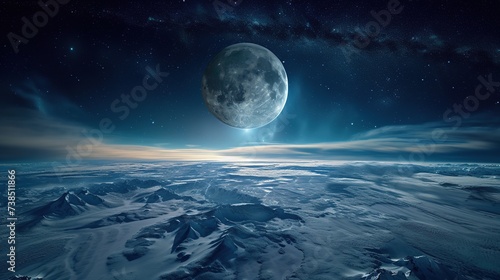 Mountain and moon. 3D Rendering