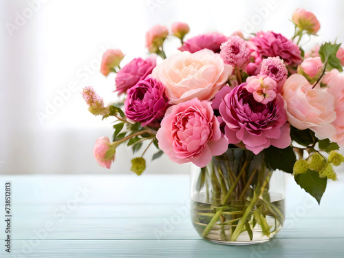 Wallpaper Mural flower arrangement in a vase for home. Flowers bunch, set for interior. Fresh cut flowers for decoration home. Generative AI
 Torontodigital.ca