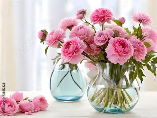 Wallpaper Mural flower arrangement in a vase for home. Flowers bunch, set for interior. Fresh cut flowers for decoration home. Generative AI
 Torontodigital.ca