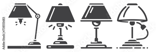 table lamp set. Lamp silhouettes. Desk lamp icon. isolated on a white background