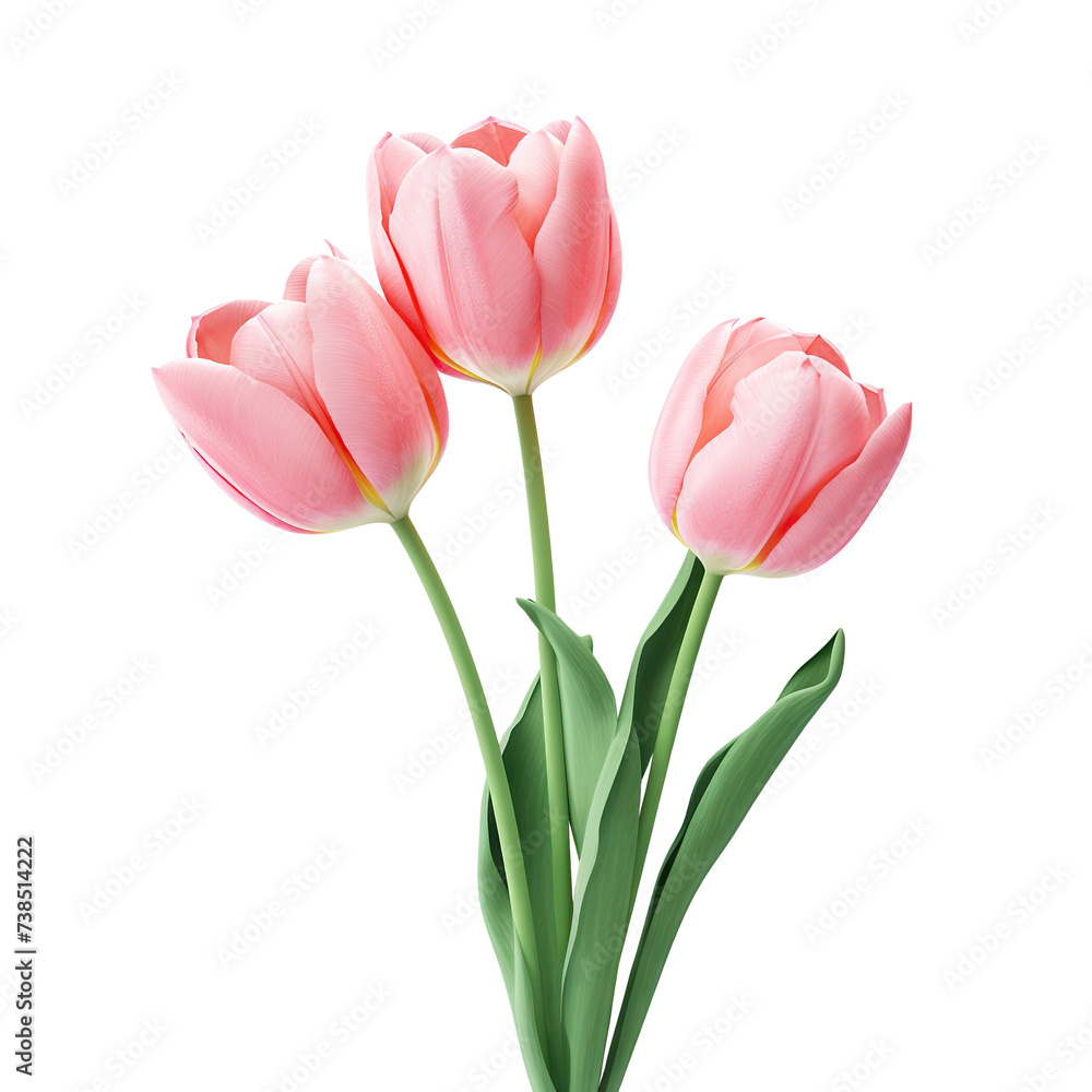 Trio of elegant blooming tulips, cut out Trio of elegant blooming tulips, cut out